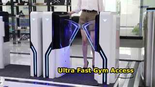 জিম সোয়াইপ কার্ড এবং RFID অপারেটিং টাইম 0.2 সেকেন্ড ডেমো সহ EF2213 ফ্ল্যাপ ব্যারিয়ার গেট মেকানিজম দেখুন